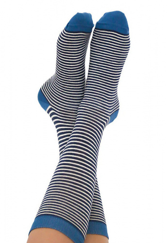 Socken - blau/natur/denim gestreift