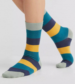 Socks - green/teal/indigo striped