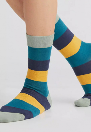 Strümpfe - grün/petrol/indigo gestreift