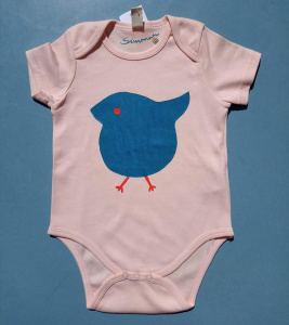 Body "Vogel" - powder pink/blau