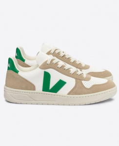 Veja "V-10 Chromefree Leather" - extra white emeraude sahara