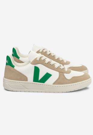 Veja "V-10 Chromefree Leather" - extra white emeraude sahara