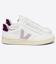 Veja "V-12 Leather" - extra white parme magenta