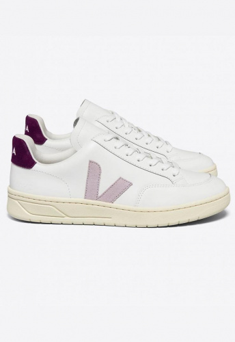 Veja "V-12 Leather" - extra white parme magenta