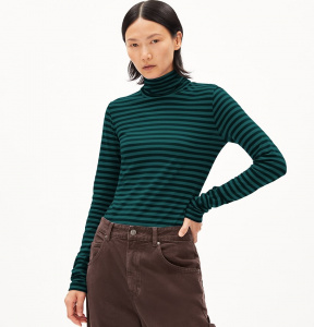 Turtleneck Shirt "Graziliaa Stripes" - teal stone/black