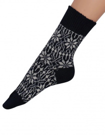 Woolen Sock with Jaquard Pattern - navy/natural