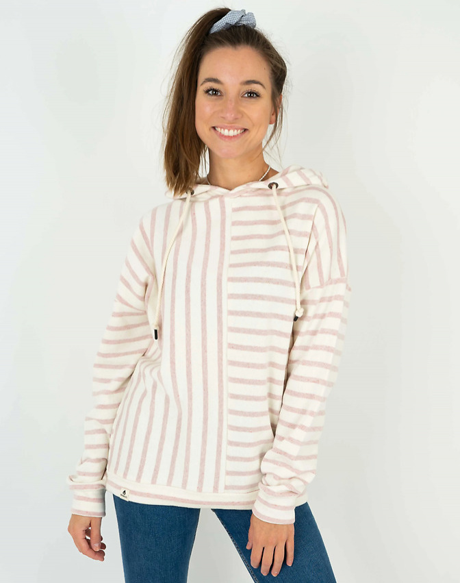 Hoodie "Emilie" - old rose striped