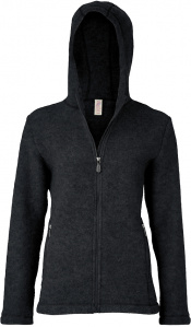 Womens Woolen Fleece Jacket - black melange