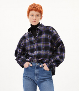 Flanell-Bluse "Joelenaa Check" - purple stone