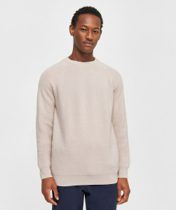 O-Neck Merino Wool Rib Knit - kelp