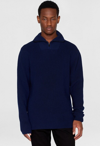 1/2 Neck Merino Wool Rib Knit - total eclipse