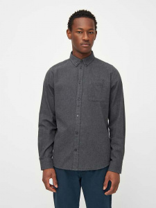 Melange Flannel Shirt - dark grey melange