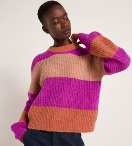 Lanius "Block Stripe Knit Sweater" (alpaca) - plum multicolour