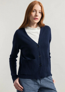 Cashmere Cardigan "Fiorenza" - blu mora