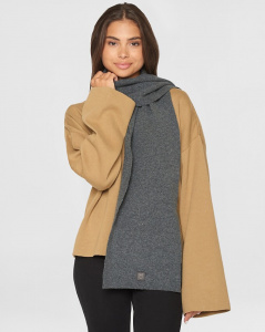 Rib Knit Wool Scarf - dark grey melange