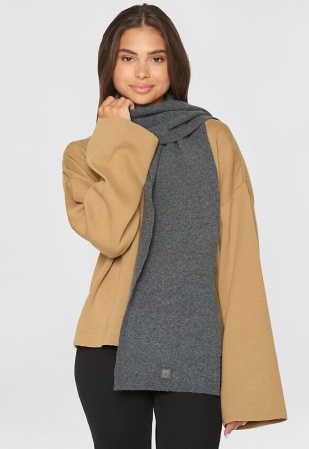 Rib Knit Wool Scarf - dark grey melange