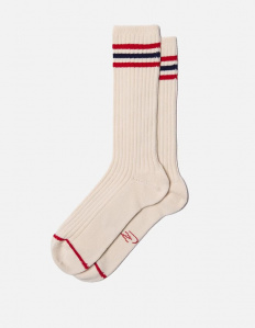 Nudie "Men Tennis Socks Retro" - offwhite/red