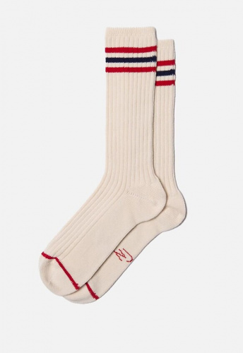 Nudie "Men Tennis Socks Retro" - offwhite/red