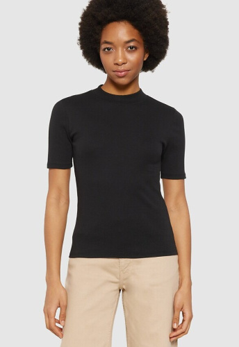 Damen High Neck Rip Top - schwarz