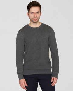 Vagn regular bubble knit crew neck - dark grey melange