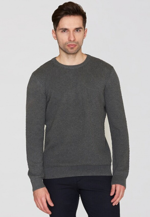 Perlstrick-Pullover "Vagn" - grau meliert