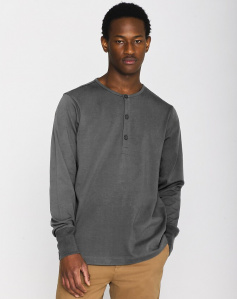 Henley-Longsleeve "Bo" - dunkelgrau meliert