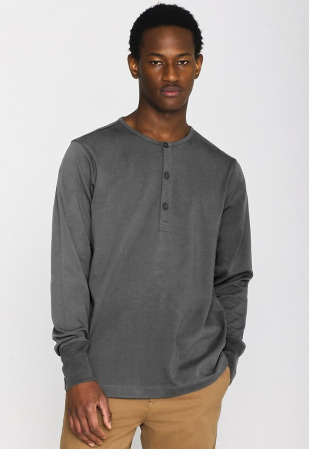 Henley-Longsleeve "Bo" - dunkelgrau meliert