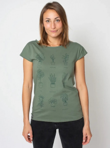 Zerum Damen T-Shirt "Pflanzengeschichte" - grey green