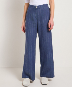 Lanius "Striped Marlene Linen Pants" - night blue melange