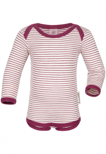 Body, lange Arme, Wolle/Seide - natur/orchidee