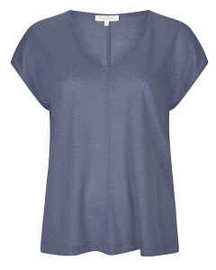 Leinen V-Neck - bleu