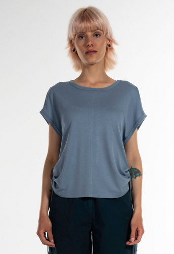 Pique Ruffle Shirt - dusty blue