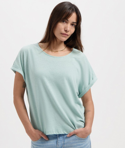 Kuyichi Linen Tee "Bella" - soft petrol