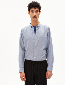 Hemd "Quaasa Stripes" - night sky/stoney beige