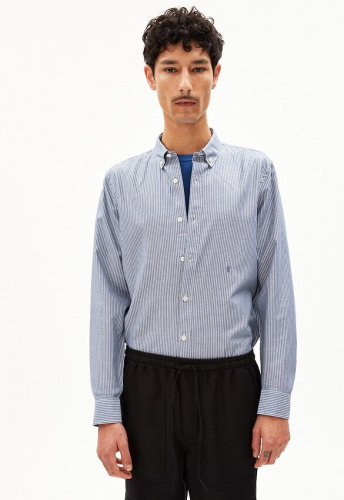 Hemd "Quaasa Stripes" - night sky/stoney beige