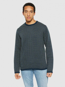 Jacquard Crew Neck Knit - blue