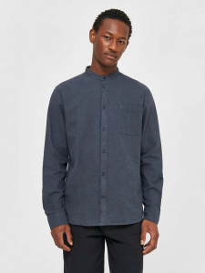 Flannel Stand Collar Shirt - total eclipse