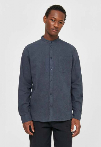 Flanell-Stehkragenhemd - dunkelblau