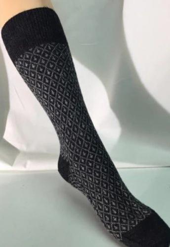 Feine Jaquard-Socke - schwarz/grau