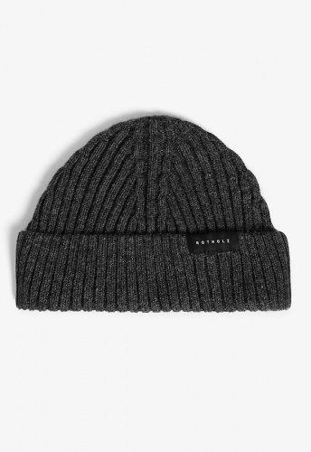 Rotholz "Cropped Ribbed Beanie" (Wolle, recycelt) - warm anthrac