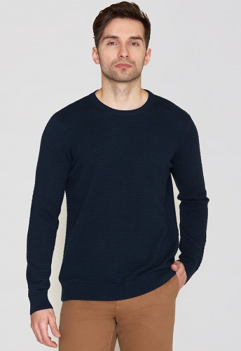 Perlstrick-Pullover "Vagn" - dunkelblau
