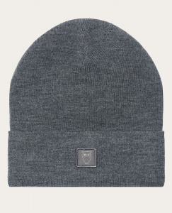 Double Layer Fine Merino Wool Beanie - dark grey melange