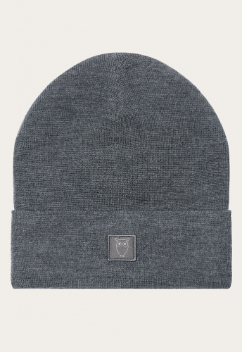 Double Layer Fine Merino Wool Beanie - dark grey melange