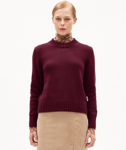 Round Neck Knit "Amaliaas Eren Cotton" - cranberry juice