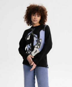 Knit Sweater "Faiza" - multicolor cat