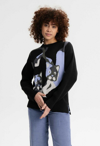 Knit Sweater "Faiza" - multicolor cat