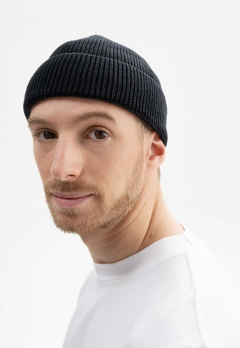 Kurze Rippstrick-Mütze "Rafi" - schwarz