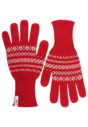 Strick-Handschuhe "Rishi" - granatapfel gemustert