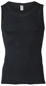 Mens Tank Top, wool/silk - black