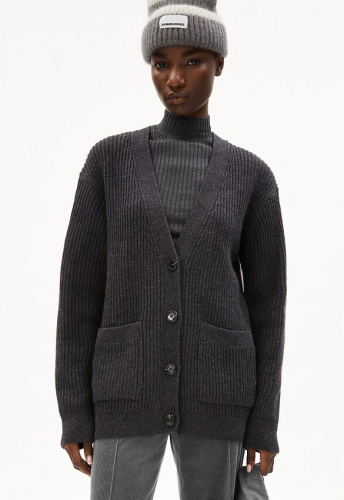 Woll-Strickcardigan "Maiyaa" - steel melange